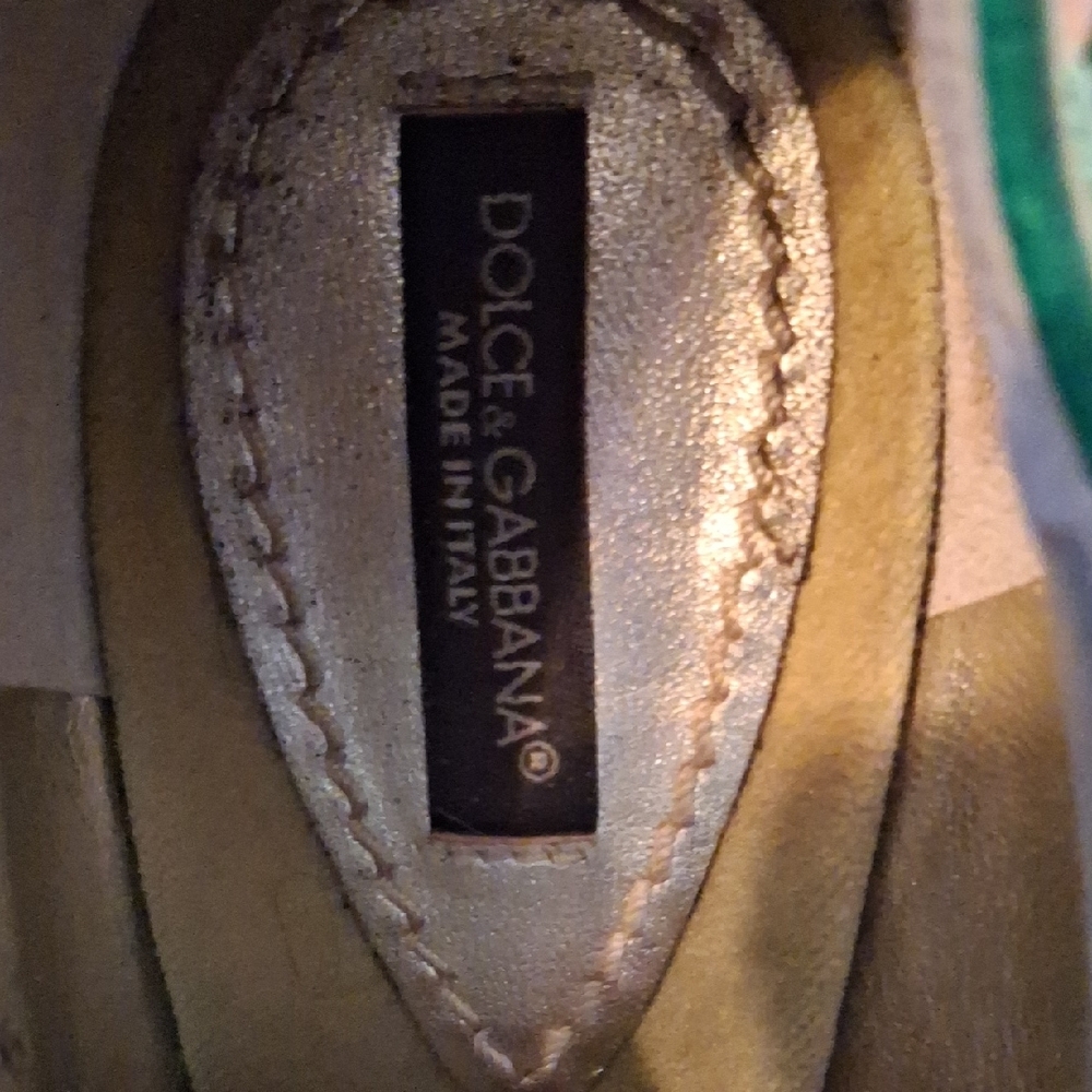 Dolce & Gabbana Green and Tan Lace-Up Heels - Picture 4 of 16